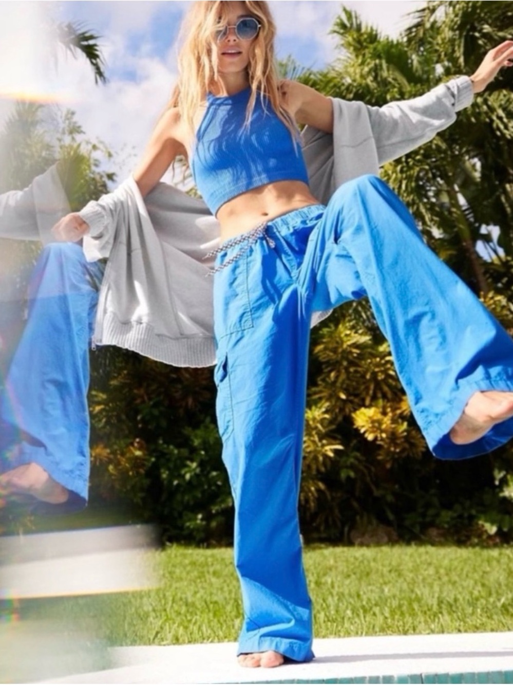 Aerie Baggy Cargo Skater Pant in Cobalt Blue NWT SZ M